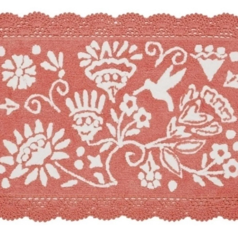 ♥️ New The Pioneer Woman Mazie Floral Crochet Coral Cotton Bath Rug, 20